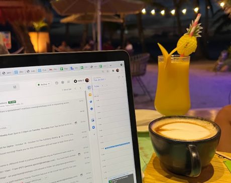 Working remotely by the beach